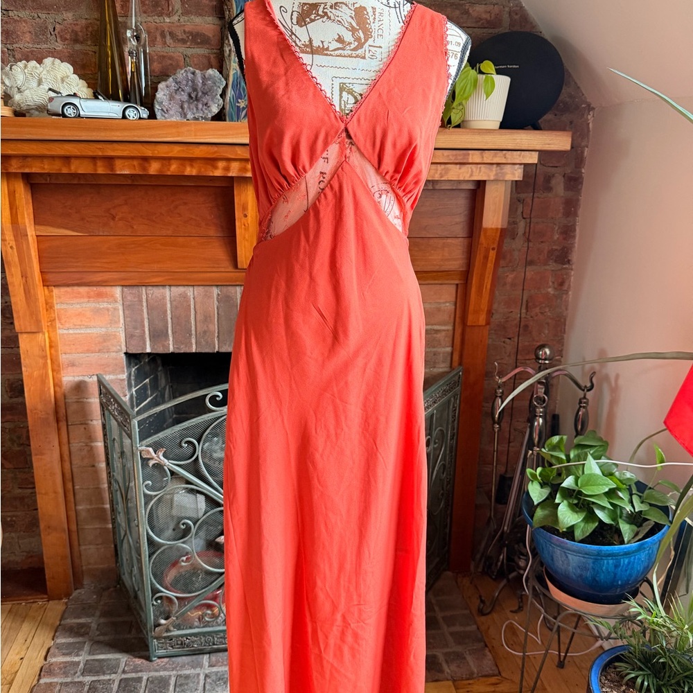 Wild Fable Coral Tie-Front Maxi Dress
